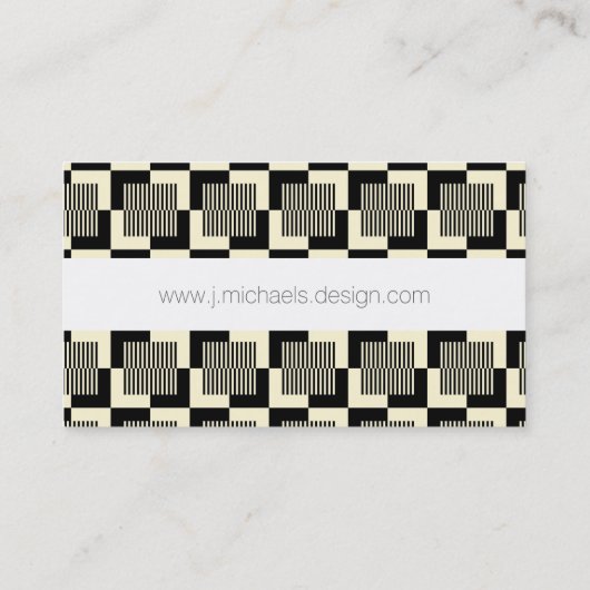 Jouw naam toevoegen | Retro Black en Tan Pattern Visitekaartje (Achterkant)
