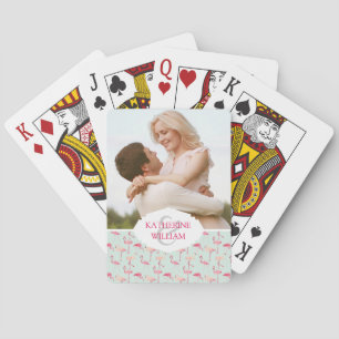 Jouw naam toevoegen   Retro-Flamingo patroon Pokerkaarten