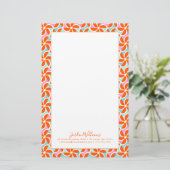 Jouw naam toevoegen | Retro Oranje Wedge Patroon Briefpapier (Staand voorkant)