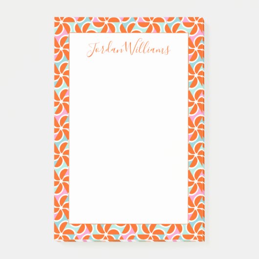 Jouw naam toevoegen | Retro Oranje Wedge Patroon Post-it® Notes (Voorkant)