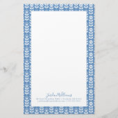 Jouw naam toevoegen | Retro Scandinavian Blue Patt Briefpapier (Voorkant)