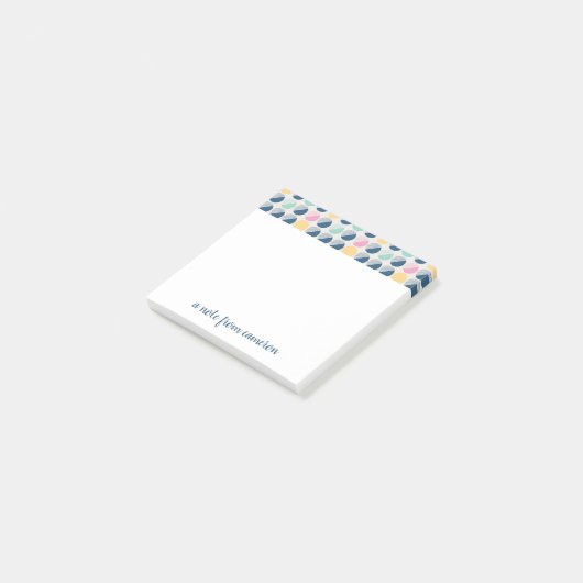 Jouw naam toevoegen | Retro Semi-Circle Patroon Post-it® Notes (Schuin)