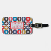 Jouw naam toevoegen | Retro Star-patroon Bagagelabel (Voorkant horizontaal)