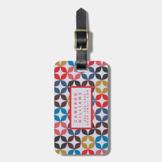 Jouw naam toevoegen | Retro Star-patroon Bagagelabel (Voorkant verticaal)