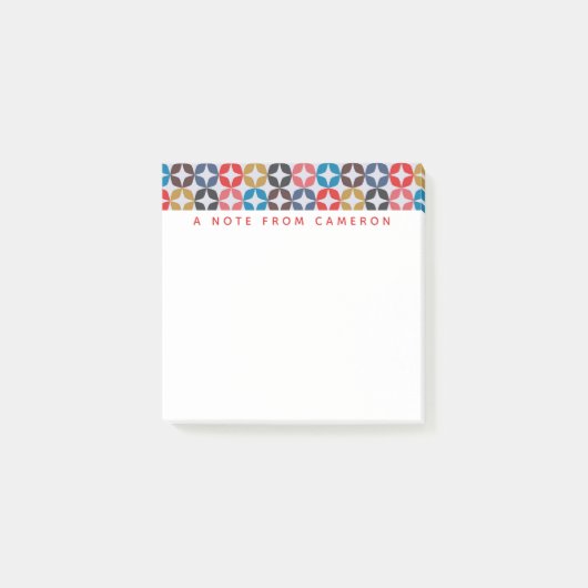 Jouw naam toevoegen | Retro Star-patroon Post-it® Notes (Voorkant)