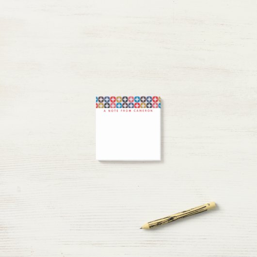 Jouw naam toevoegen | Retro  Star-patroon Post-it® Notes (Op bureau)