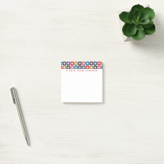 Jouw naam toevoegen | Retro  Star-patroon Post-it® Notes (Kantoor)