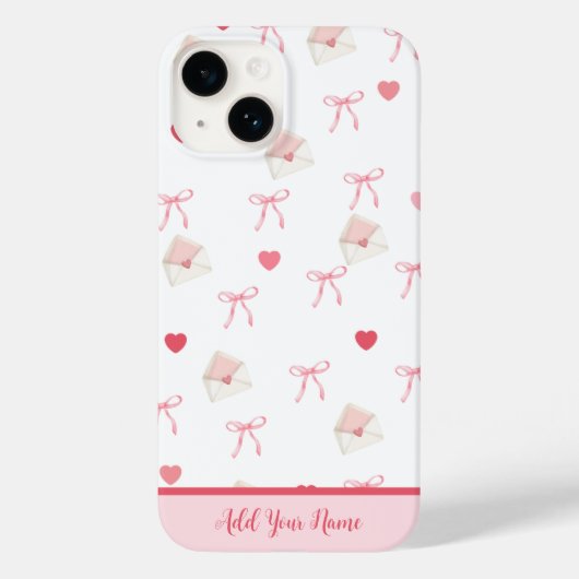 Jouw naam toevoegen - Roze Girly Bow Heart iPhone Case-Mate iPhone Case (Achterkant)