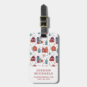 Jouw naam toevoegen   Scandinavisch huis Folk Art Bagagelabel