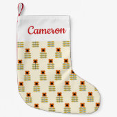 Jouw naam toevoegen | Scandinavische Oranje Floral Kleine Kerstsok (Voorkant)