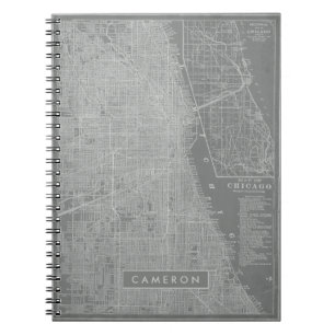 Jouw naam toevoegen Schets van Chicago City Map Notitieboek