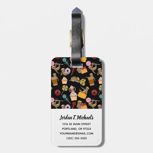 Jouw naam toevoegen | Slaapzoet-patroon Bagagelabel (Achterkant verticaal)