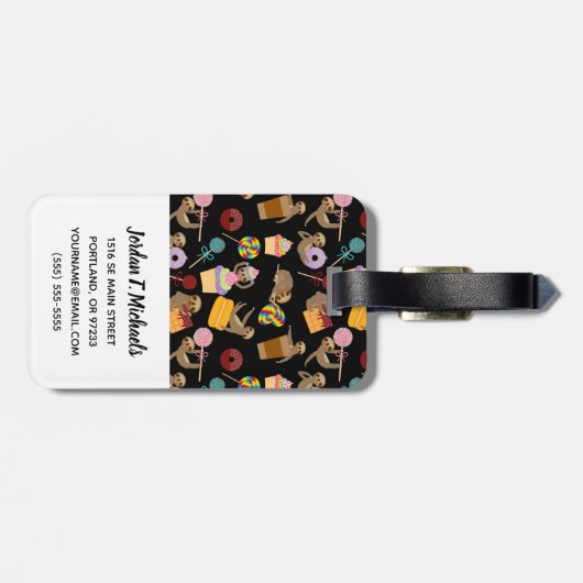 Jouw naam toevoegen | Slaapzoet-patroon Bagagelabel (Achterkant horizontaal)