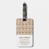 Jouw naam toevoegen | Sleuven en koffie-patroon Bagagelabel (Achterkant verticaal)