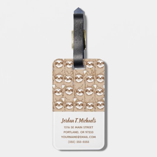 Jouw naam toevoegen | Sleuven en koffie-patroon Bagagelabel (Achterkant verticaal)