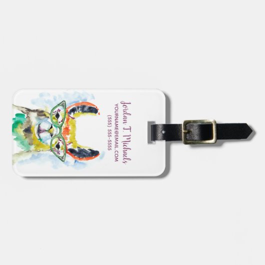 Jouw naam toevoegen | Smarty-Pants Llama Bagagelabel (Voorkant horizontaal)