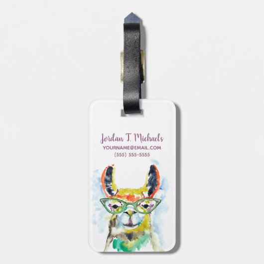 Jouw naam toevoegen | Smarty-Pants Llama Bagagelabel (Achterkant verticaal)