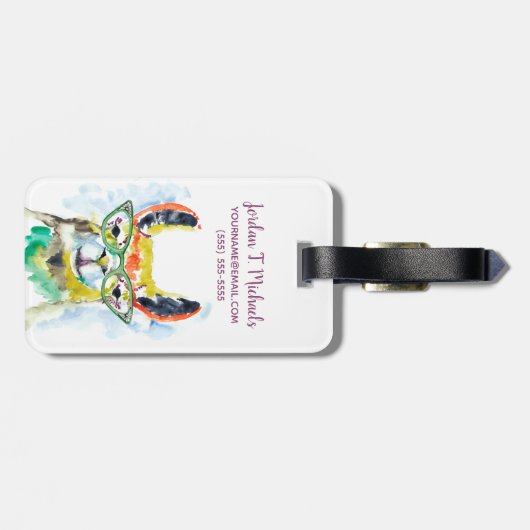 Jouw naam toevoegen | Smarty-Pants Llama Bagagelabel (Achterkant horizontaal)