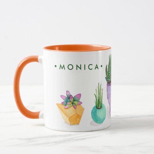 Jouw naam toevoegen | Succulent beeldscherm Mok (Links)