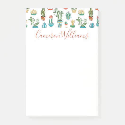 Jouw naam toevoegen | Succulent Patroon Post-it® Notes (Voorkant)