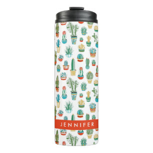 Jouw naam toevoegen   Succulent Patroon Thermosbeker