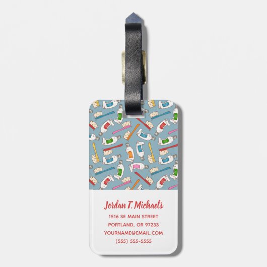 Jouw naam toevoegen | Tandenborstel- en tandpastea Bagagelabel (Achterkant verticaal)