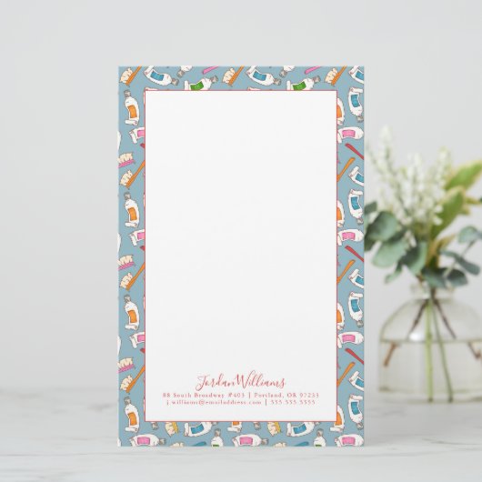 Jouw naam toevoegen | Tandenborstel- en tandpastea Briefpapier (Staand voorkant)