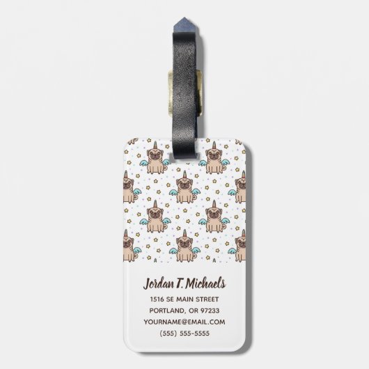 Jouw naam toevoegen | Unipug Pattern Bagagelabel (Achterkant verticaal)