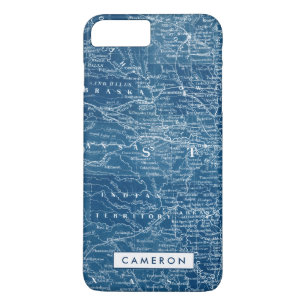 Jouw naam toevoegen   US Map Blueprint iPhone 8 Plus / 7 Plus Hoesje