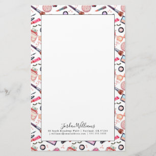 Jouw naam toevoegen   Waterverf Makeup Patroon Briefpapier