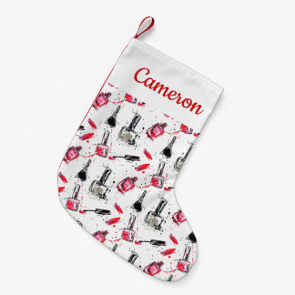 Jouw naam toevoegen | Waterverf Nail Pools Patroon Kleine Kerstsok