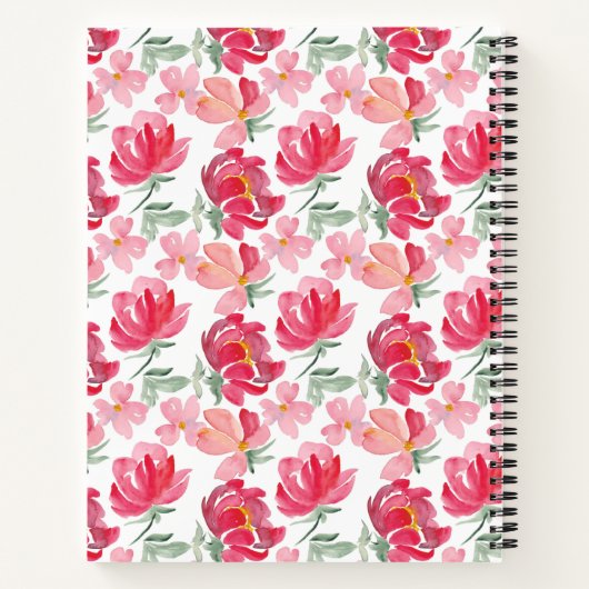 Jouw naam toevoegen | Waterverf Peony Pattern Notitieboek (Achterkant)