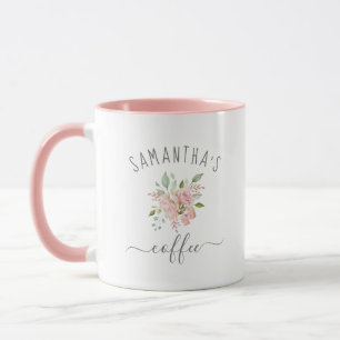 Jouw naam toevoegen Waterverf Roze rozen Mok