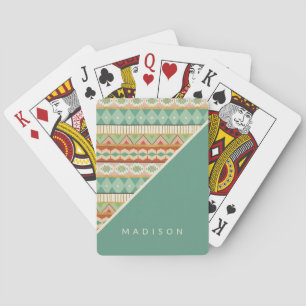 Jouw naam toevoegen   Waterverf Tribaal Patroon Pokerkaarten