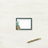 Jouw naam toevoegen | Waterverf tropische anananas Post-it® Notes (Op bureau)
