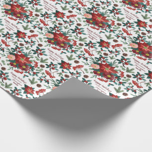 Jouw naam toevoegen White Holly Berry Winter Fees Cadeaupapier