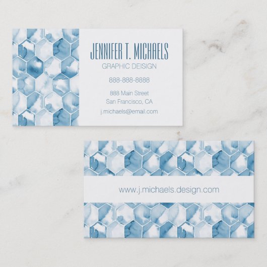 Jouw naam toevoegen | Zacht blauw Waterverf Canoty Visitekaartje (Voorkant / Achterkant)