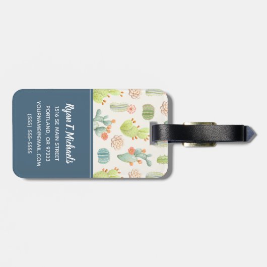 Jouw naam toevoegen | Zachte deegcactus en succule Bagagelabel (Achterkant horizontaal)