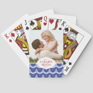 Jouw naam toevoegen Zeilboten op een gestreept Z Pokerkaarten