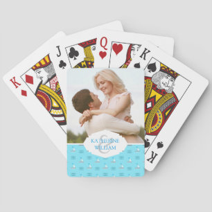 Jouw naam toevoegen Zeilboten op het blauw Zee Pokerkaarten