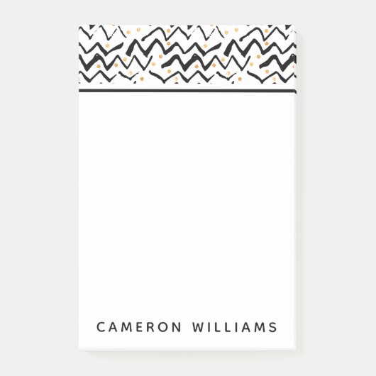 Jouw naam toevoegen | Zwarte penseelstreken en Sti Post-it® Notes (Voorkant)