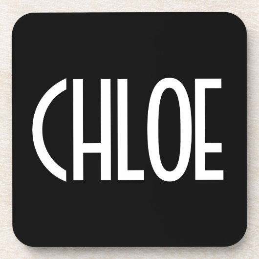 Jouw naam, Vette witte tekst | Zwart Bier Onderzetter (Voorkant)