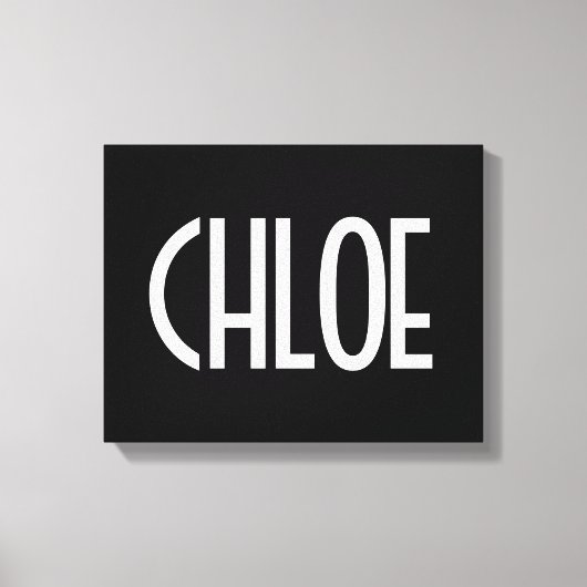 Jouw naam, Vette witte tekst | Zwart Canvas Afdruk (Voorkant)