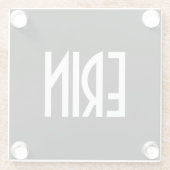 Jouw naam, Vette witte tekst | Zwart Glazen Onderzetter (Achterkant)