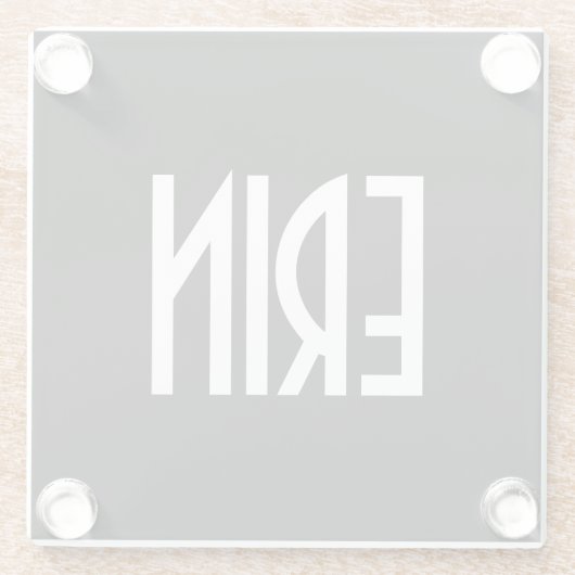 Jouw naam, Vette witte tekst | Zwart Glazen Onderzetter (Achterkant)