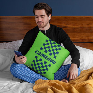 Jouw naam Volledig aangepaste kleuren, gecheckte s Kussen