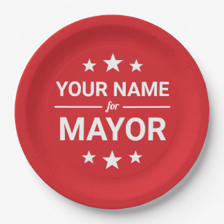 Jouw naam voor Mayor Custom Text & Colors Stars Re Papieren Bordje