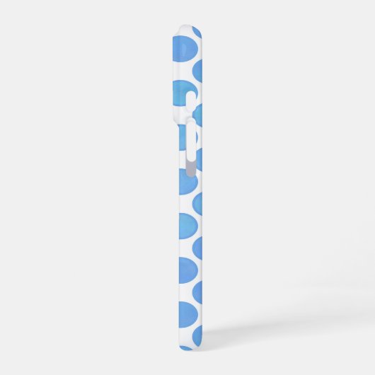 Jouw naam Waterverf Blue Polka Dot Pattern iPhone Hoesje (Linkerkant)