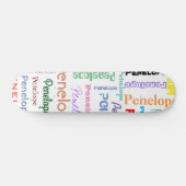 Jouw naam Word Cloud Fun Fonts Typografie Skateboard (Horizontaal)