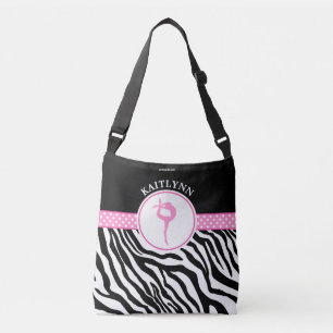 jouw naam Zebra Print gymnastiek in roze Crossbody Tas